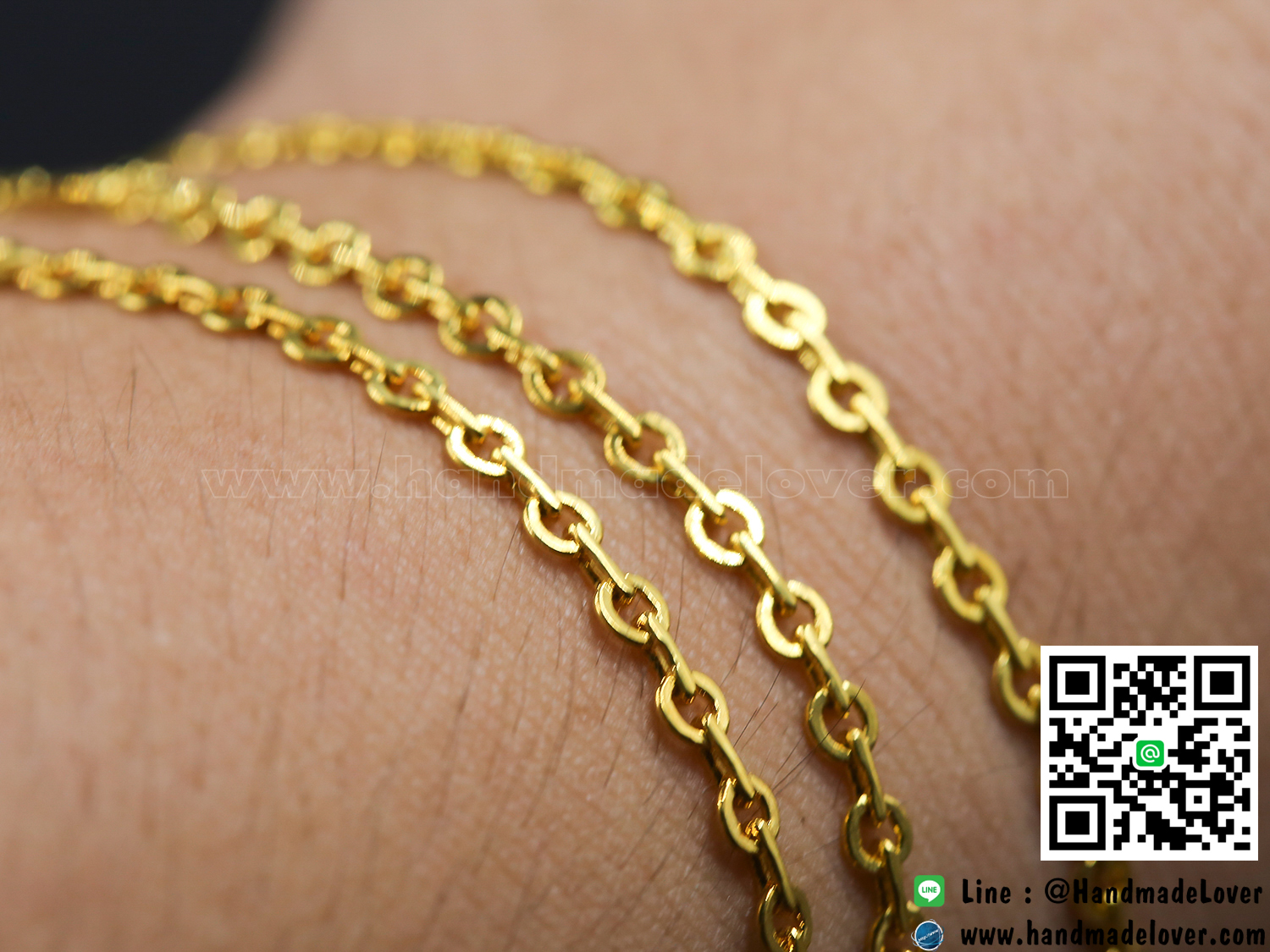 โซ่โลหะ สีทอง ขนาด 4*3 มม. (ตีแบน)