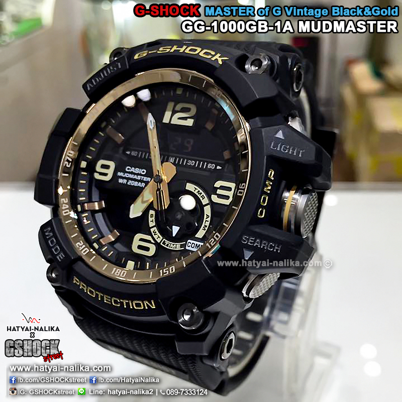 นาฬิกา Casio G-Shock MUDMASTER Twin Sensor Vintage Black&Gold series รุ่น GG-1000GB-1A ของแท้ รับประกัน1ปี