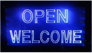 ป้ายไฟ LED OPEN/WELCOME ตัวพิมพ์ใหญ่ สลับสี 40x22 cm คุณภาพเกรดA