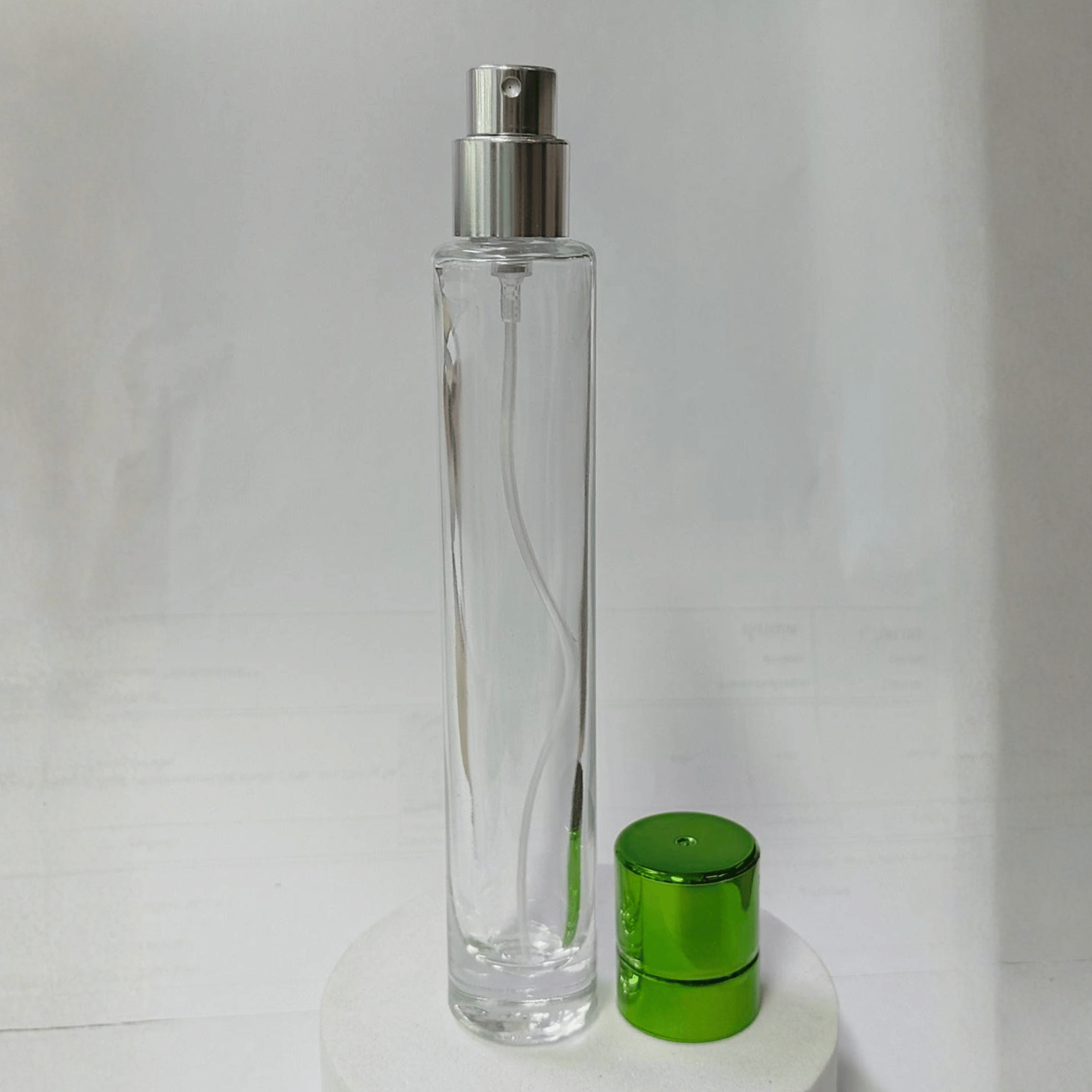 jpf190 30ml. ขวดแก้วน้ำหอม สีใสฝาเขียว, ใสฝาชมพู, ชมพูไล่สี