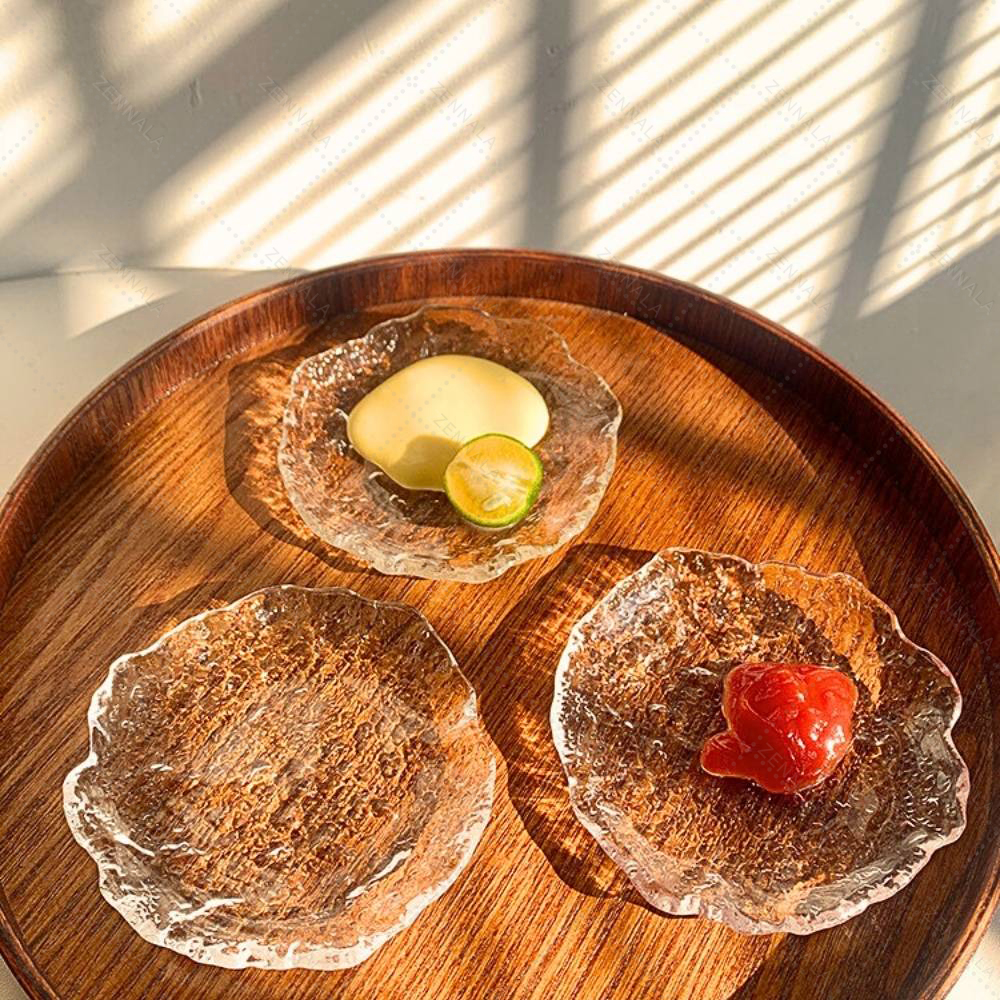 พร็อพแก้ววางเครื่องประดับ ลวดลายคลื่นน้ำ ขนาด 8 cm./15cm. พร็อพถ่ายรูปสินค้า