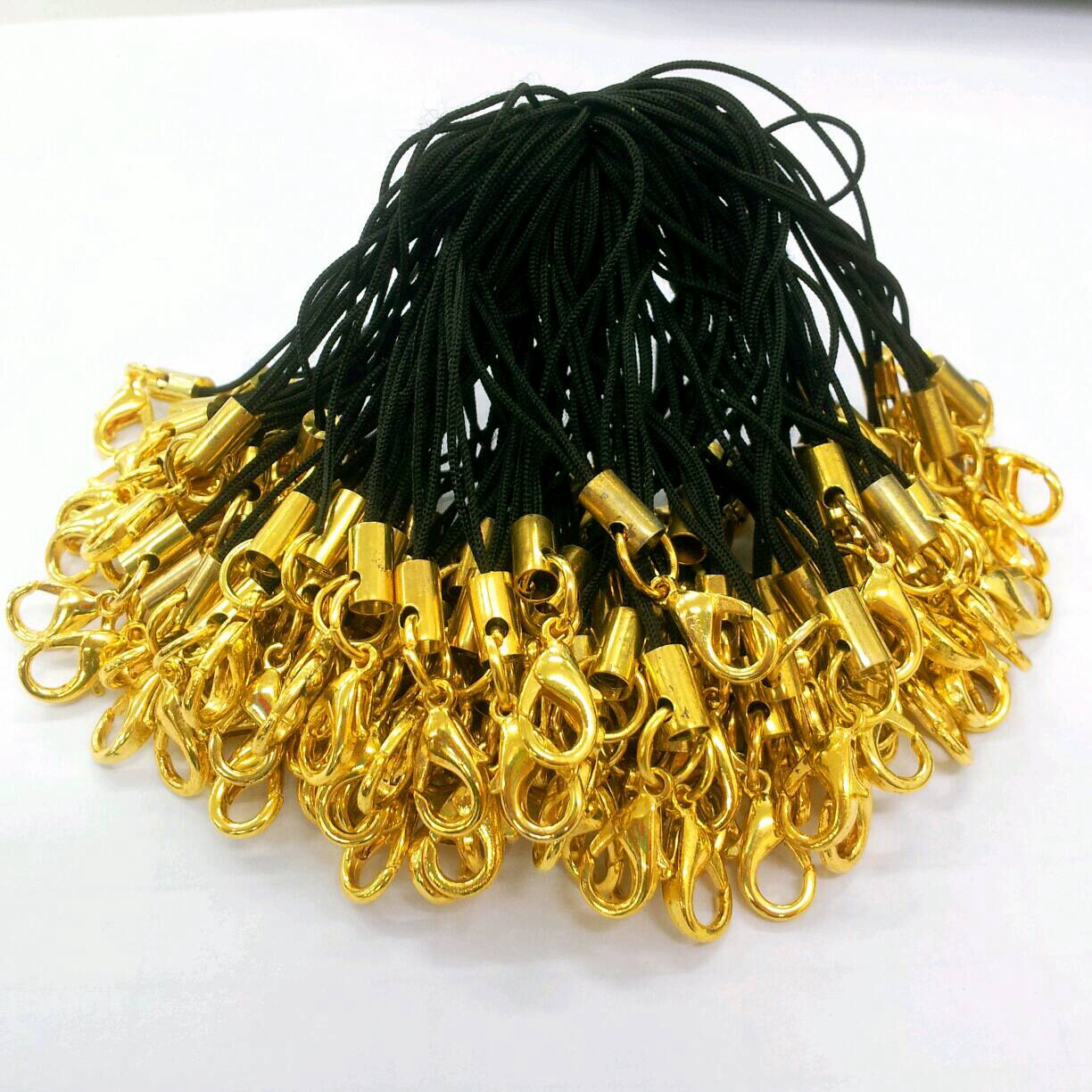 เชือกห้อยโทรศัพท์ พร้อมก้ามปูสีทอง [แพ็ค 20 ชิ้น]