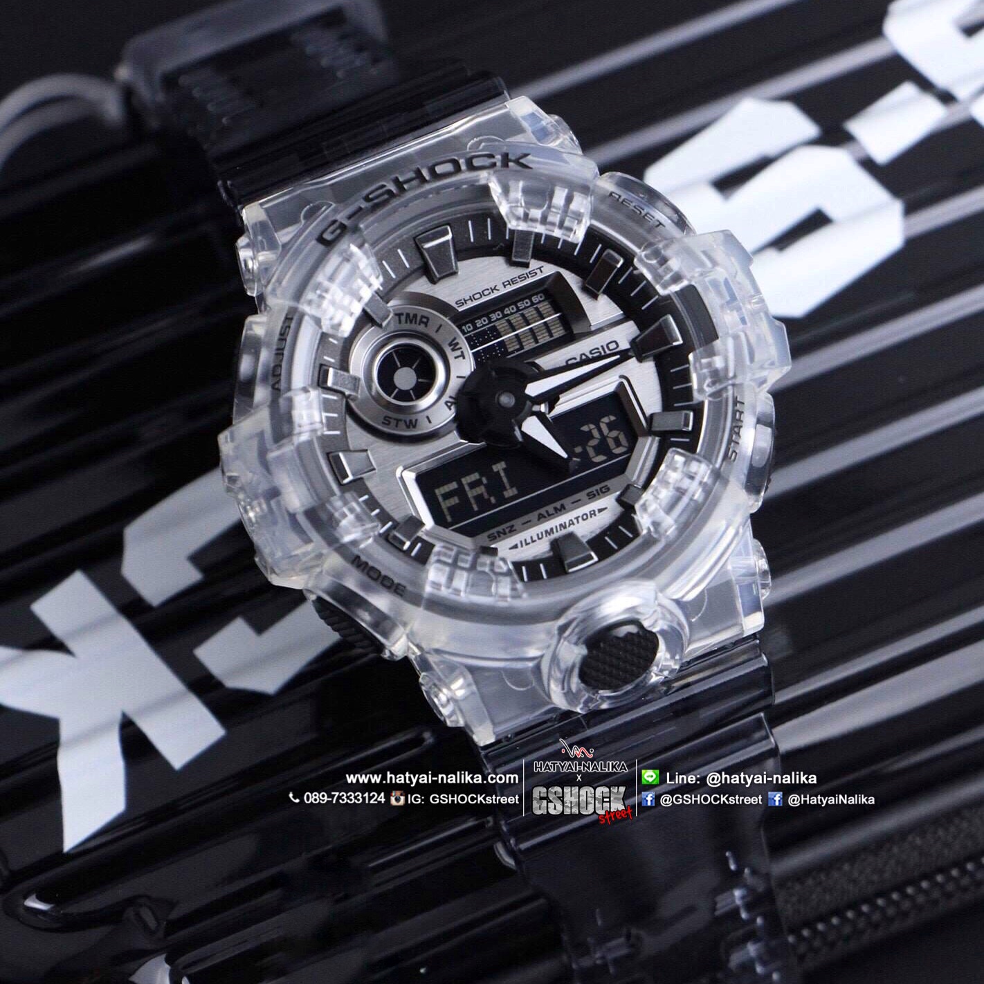 นาฬิกา Casio G-Shock Special color SKELETON series รุ่น GA-700SK-1A ของแท้ รับประกัน1ปี