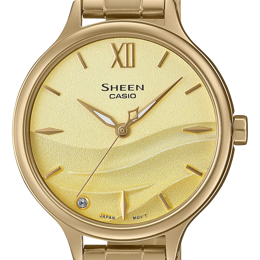 นาฬิกา คาสิโอ Casio SHEEN SAPPHIRE CRYSTAL คริสตัลแซฟไฟร์ SHE-4550 series รุ่น SHE-4550G-9A ของแท้ รับประกัน1ปี