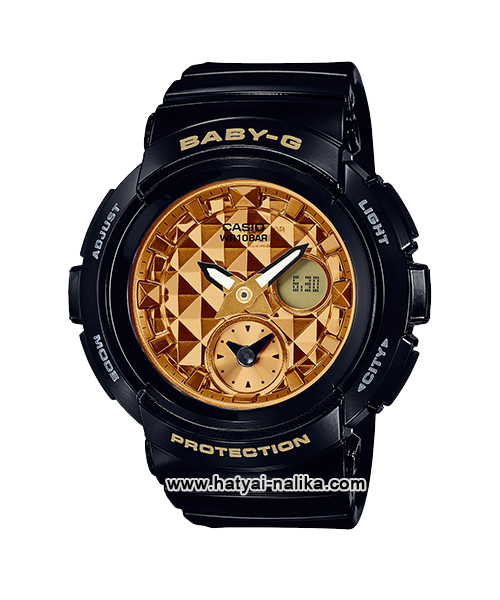 นาฬิกา Casio Baby-G BGA-195M Metal Dial series รุ่น BGA-195M-1A ดำ-ทอง ของแท้ รับประกัน1ปี