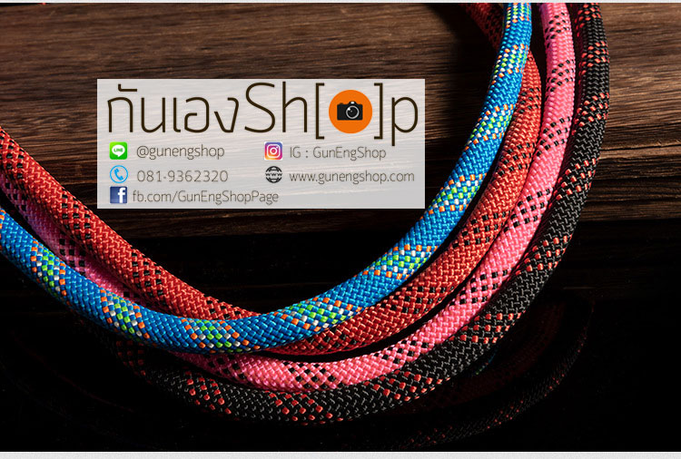 สายคล้องกล้องเชือกปีนเขา ปลายสายไนล่อน ลายริ้ว