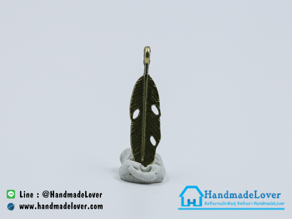 จี้โลหะ,ตัวห้อยซิป สีทองรมดำ รูปขนนก