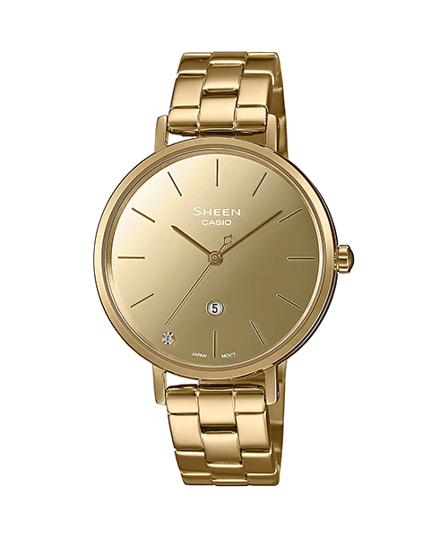 นาฬิกา คาสิโอ Casio SHEEN SAPPHIRE CRYSTAL คริสตัลแซฟไฟร์ SHE-4544 series รุ่น SHE-4544G-9A ของแท้ รับประกัน1ปี