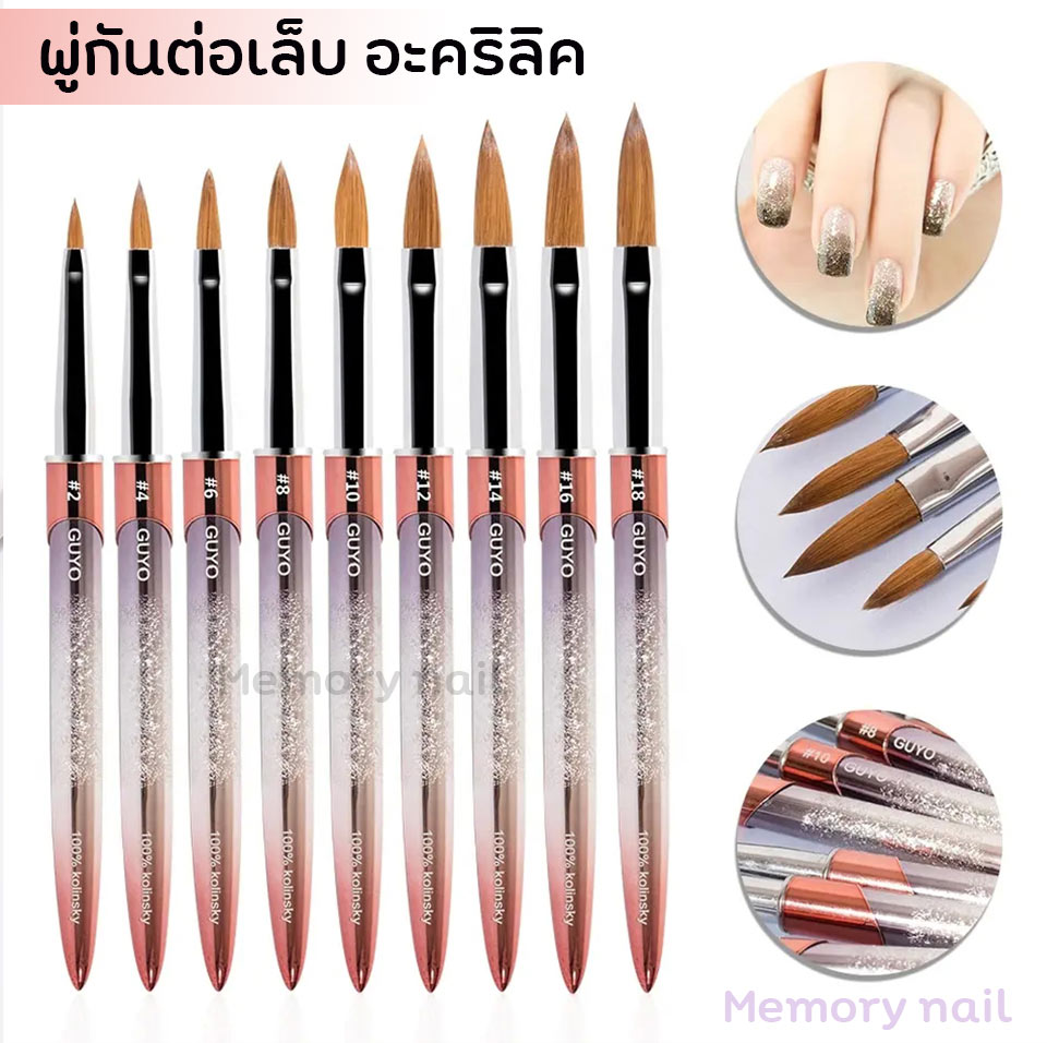 ภู่กันอะคริลิค พู่กัน ต่อเล็บอะคริลิค (ด้ามสีทองแดงดำ ) ใช้ต่อเล็บอะคริลิค ปั้นนูนอะคริลิค 3D เลือกขนาดด้านใน