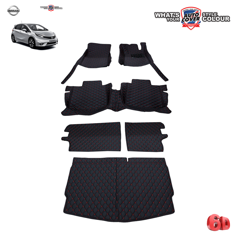 พรมรถยนต์ 6D รถ NISSAN NOTE จำนวน 6 ชิ้น รวมแผ่นท้ายและหลังพนักพิง
