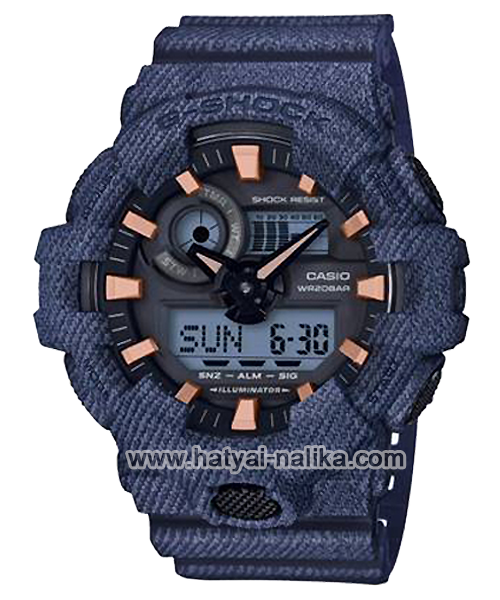 นาฬิกา คาสิโอ Casio G-Shock ลายยีนส์ Limited GA-700DE Denim Fabric Elements รุ่น GA-700DE-2A (สี Navy Blue Jean) ของแท้ รับประกัน 1 ปี