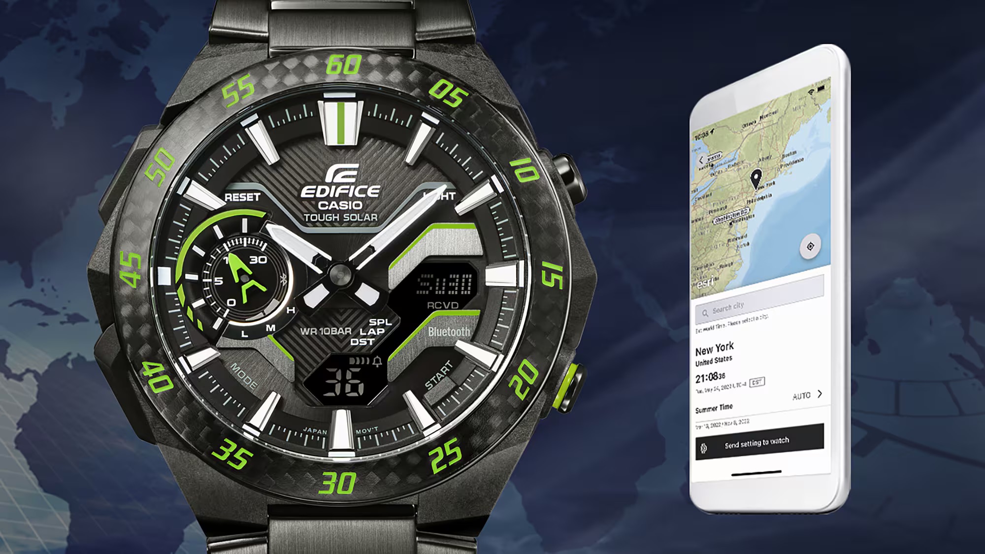 นาฬิกา Casio EDIFICE Bluetooth with Smartphone รุ่น ECB-2200RC-1A3 ของแท้ รับประกัน1ปี