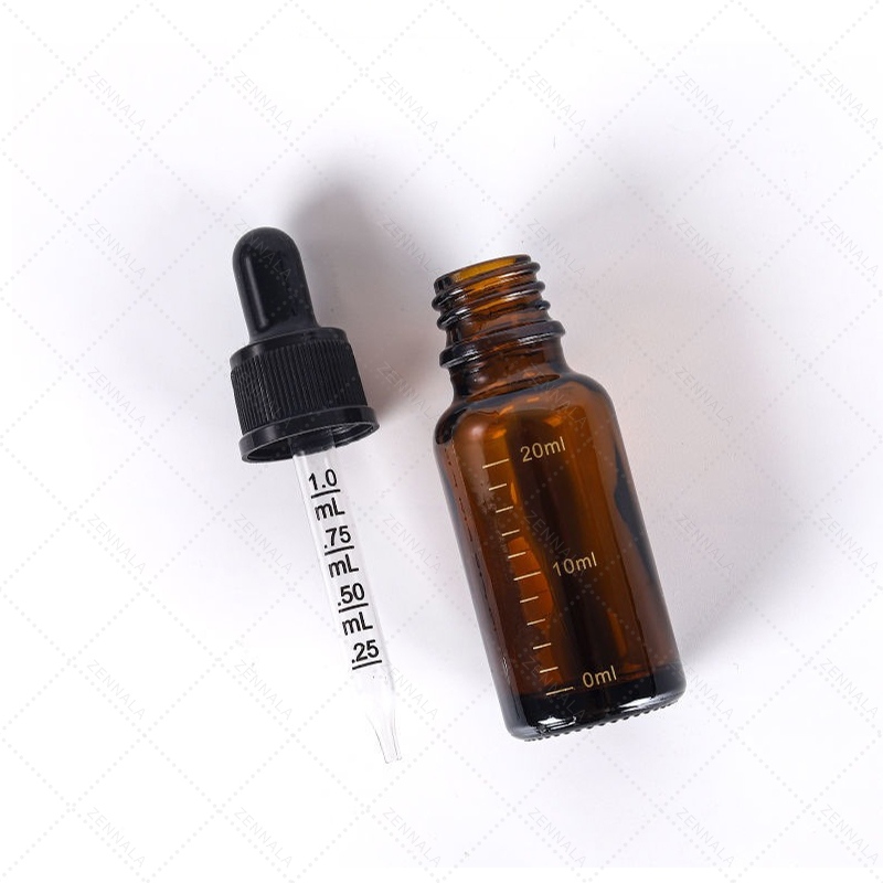 ขวดหยดสีชา ขวดแก้ว หลอดหยดมีสเกล Amber Glass Dropper Bottle