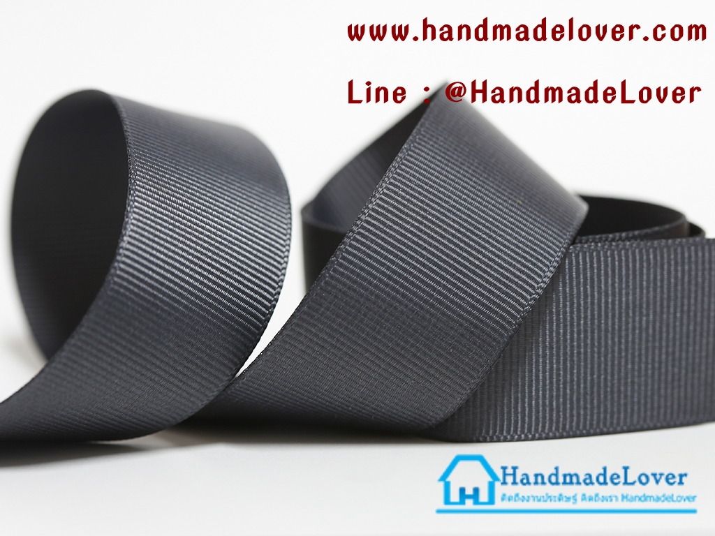 ริบบิ้นผ้า กรอสเกรน สีเทาเข้ม [077] ขนาด 25 mm. [สีพื้น] [สินค้าหมวดไว้ทุกข์]