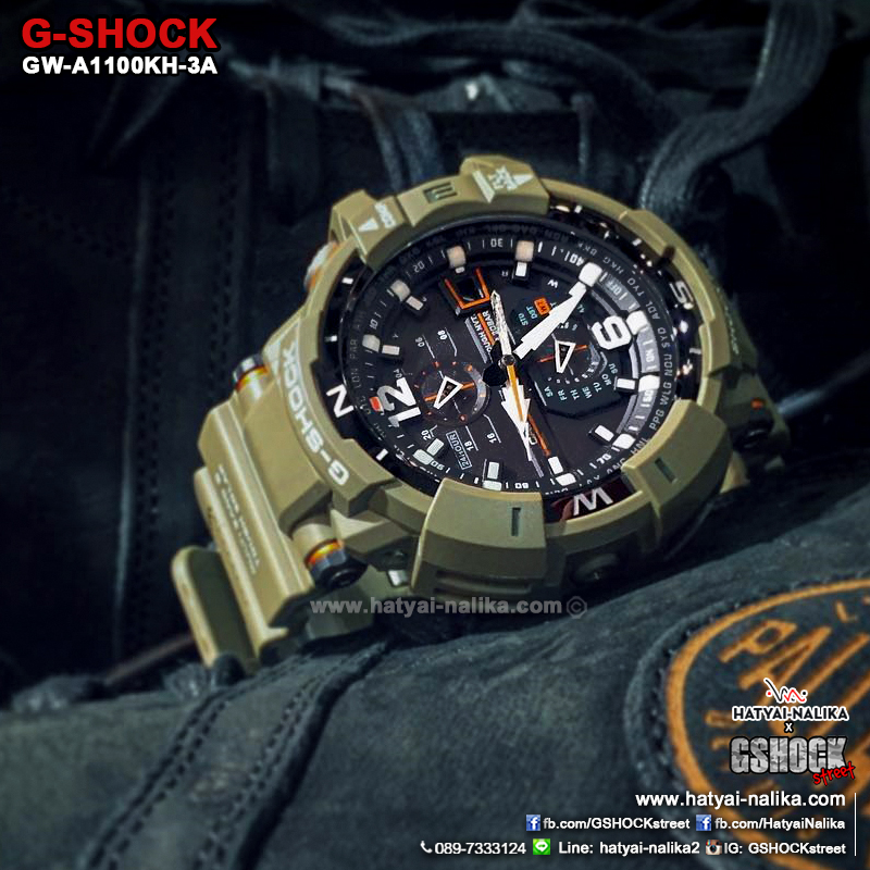 นาฬิกา Casio G-Shock นักบิน GRAVITYMASTER Master in OLIVE DRAB series รุ่น GW-A1100KH-3A ของแท้ รับประกัน1ปี