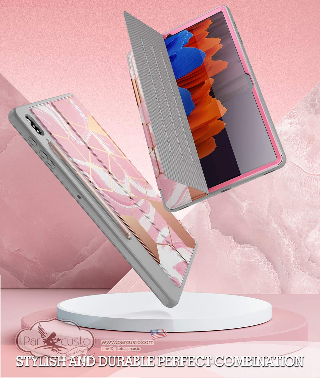 เคส Samsung Galaxy Tab S7 Plus 12.4 inch 2020 [Popshine Marble Series] จาก Poetic [Pre-order USA]