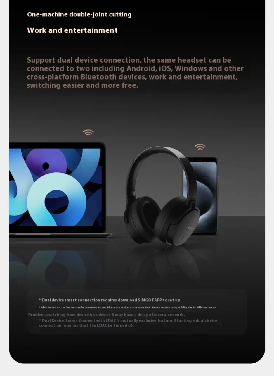 Simgot EH500 หูฟังไฮไฟเกมมิ่งเฮดโฟนไร้สาย รองรับบลูทูธ 5.4, LDAC, Dual Hi-Res ประกันศูนย์ไทย