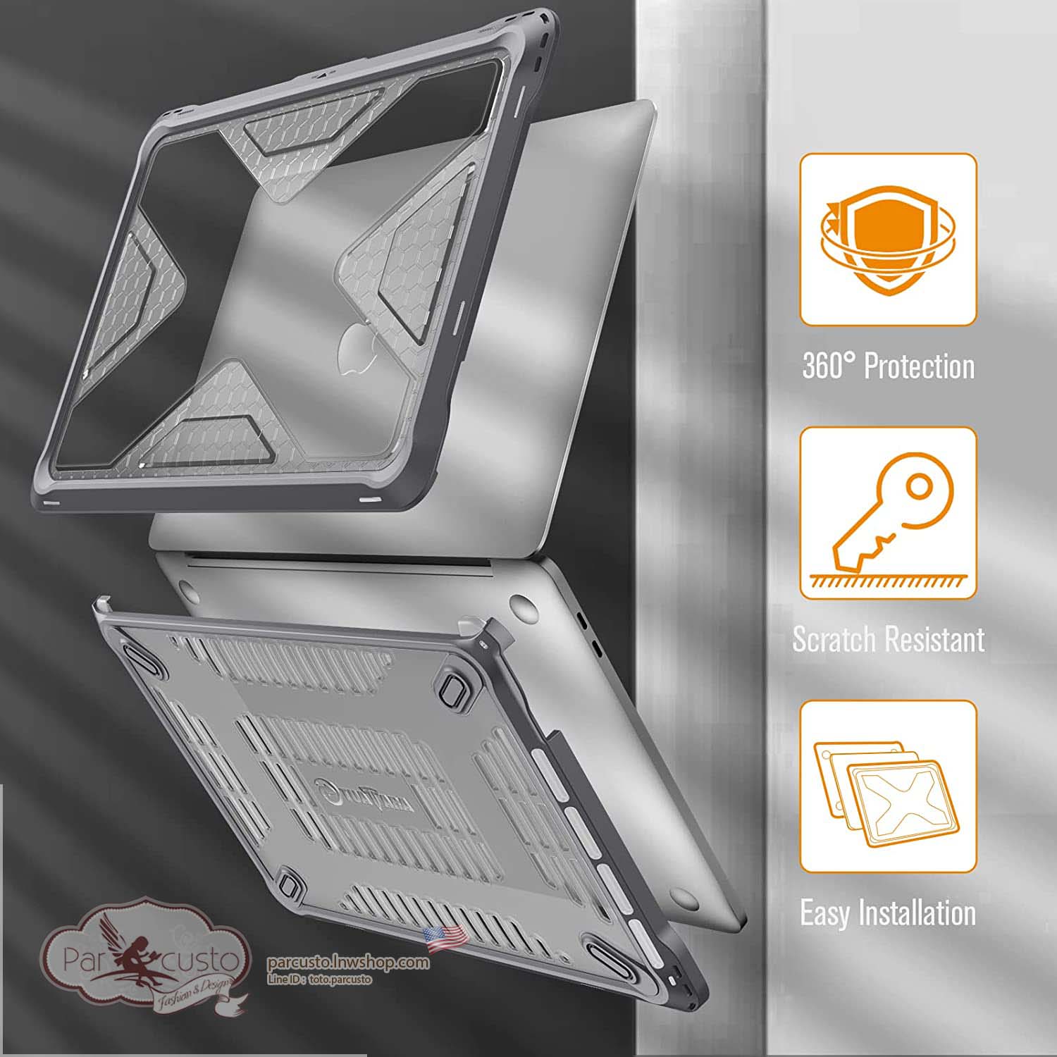 เคสกันกระแทก MacBook Pro 13 (2016-2022) [Heavy Duty] จาก Fintie [Pre-order USA]