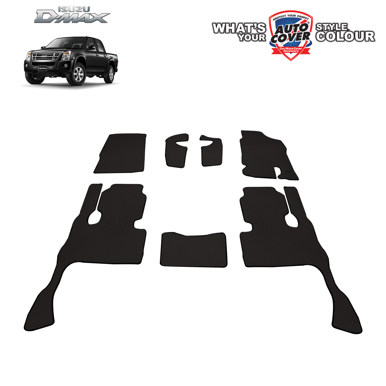 พรมปูพื้นรถยนต์ พรมกระดุม รถ ISUZU D-MAX 4 Door ปี 2005-2012 ชุดภายในห้องโดยสาร จำนวน 7 ชิ้น