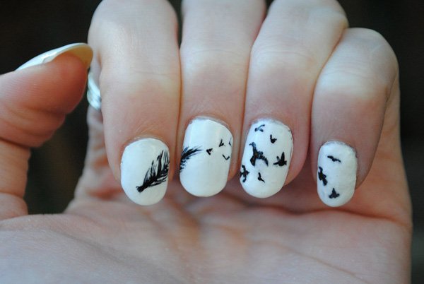 ลายเล็บ ขาว ดำ,ลายเล็บ,ลายเพ้นท์เล็บ