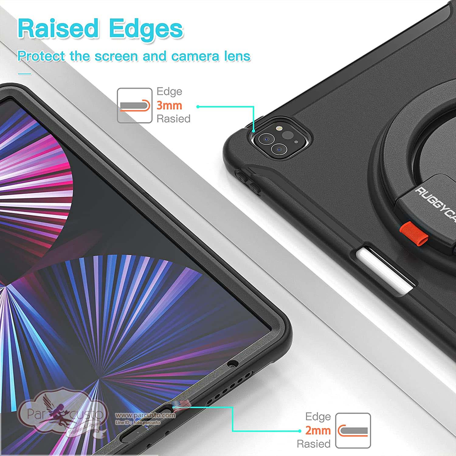 เคสกันกระแทก Apple iPad Pro 12.9 inch 5th 2021 [360 Degrees Rotation Stand]จาก RUGGYCASE [Preorder USA]
