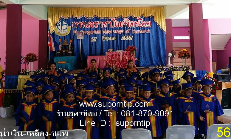 ชุดบัณฑิตน้อย สีน้ำเงิน เหลือง ชมพู ชุดรับปริญญาเด็ก ชุดครุยเด็กเล็ก ชุดครุยอนุบาล