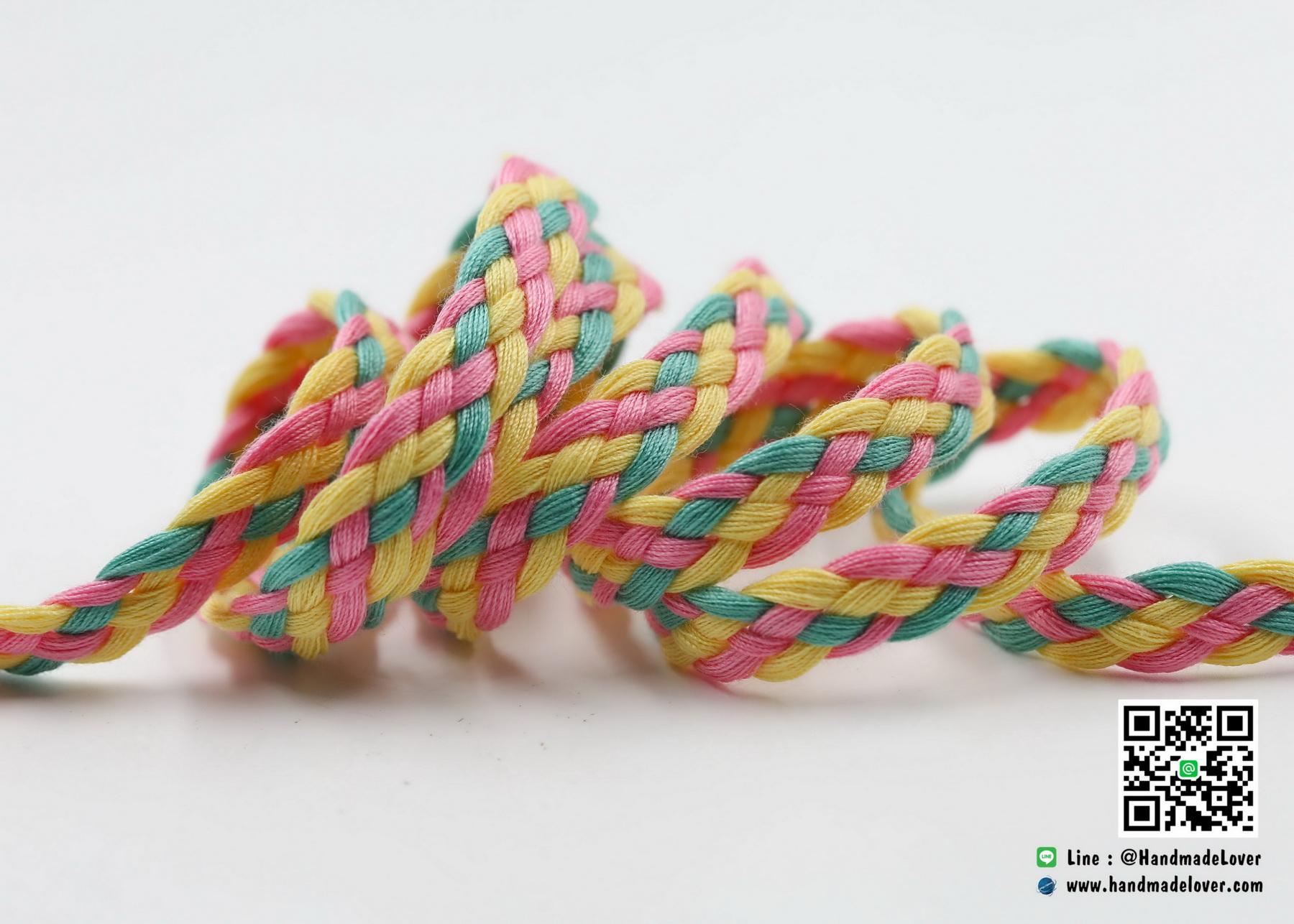 เชือกผ้าถัก สีชมพูพาสเทล [N1] ขนาด 9 มิล