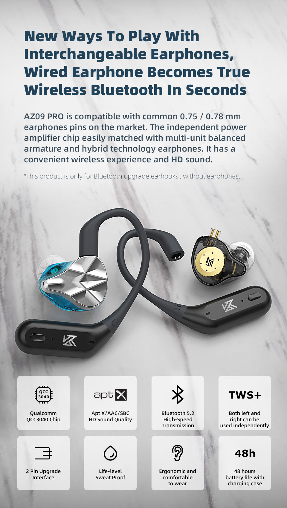 ขาย KZ AZ09 Pro Module Bluetooth 5.2 อัพเกรดหูฟังให้ไร้สาย