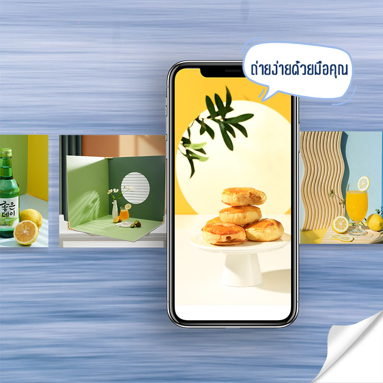 ฉากถ่ายรูปสินค้า สีพื้น 1แผ่น2สี ขนาด 60x60 cm. มีหลายสีให้เลือก