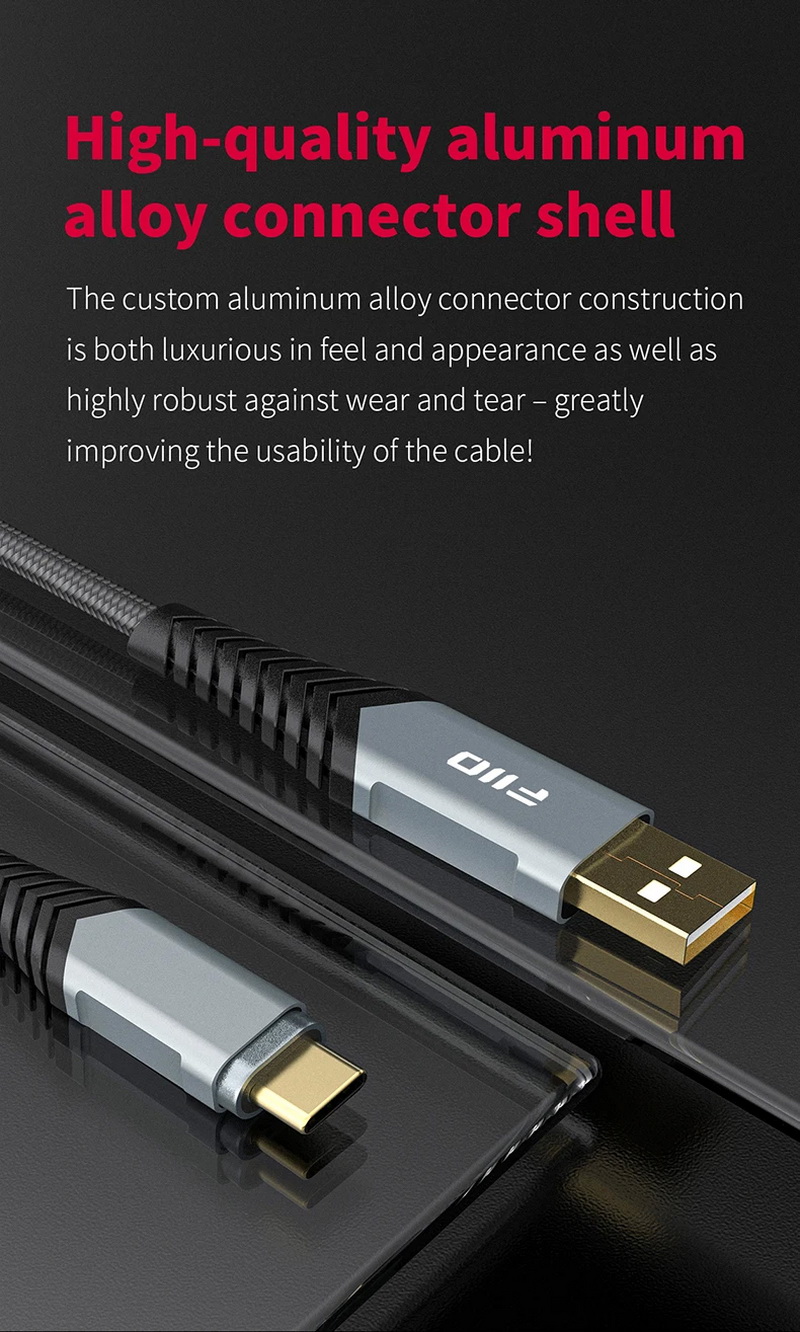 FiiO LA-TC1 สายชาร์จ/สายดาต้า USB TypeA เป็น TypeC สำหรับ เครื่องเสียง, DAC, PC, Smartphone
