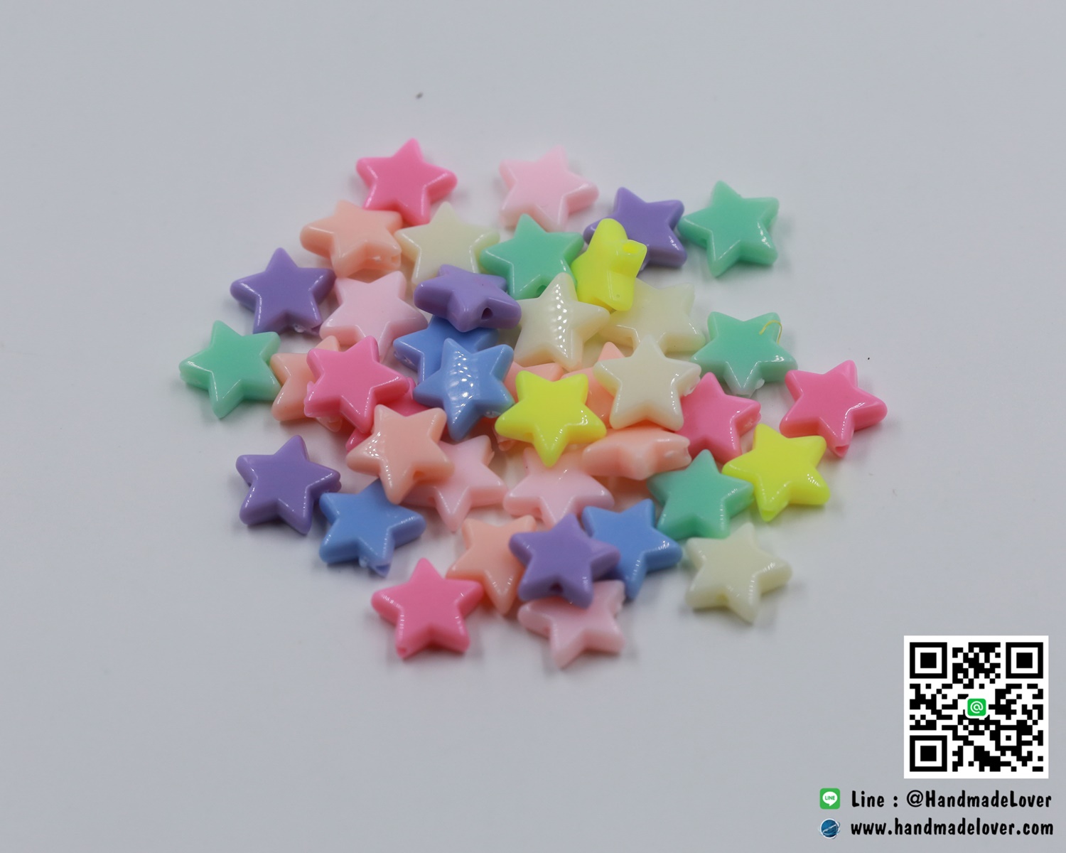 ลูกปัดสีพาสเทล รูปดาว (แพ็ค 55 ชิ้น)(คละสี)