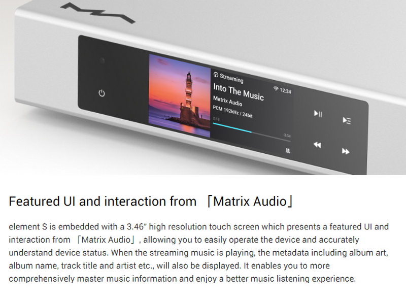 Matrix Audio Element S เครื่องเล่นเพลงเครือข่ายตั้งโต๊ะ พร้อมเอาต์พุต USB DAC ประกันศูนย์ไทย