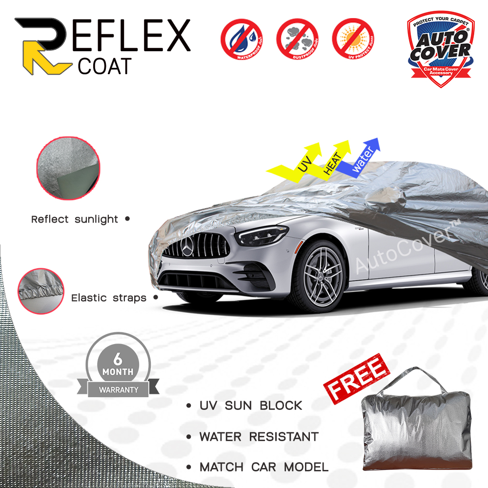 ผ้าคลุมรถเข้ารูป รถ MERCEDES BENZ E Class รหัส W214 ปี 2022-2026 ผ้าคลุมกันแดด กันไอร้อน กันน้ำ รุ่น REFLEX COAT