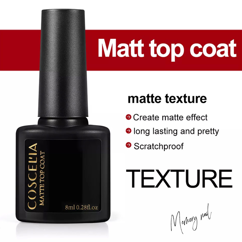[ เลือกแบบด้านใน ] Top , Base , Matte gel , ท๊อปเจล , เบสเจล , เมทเจล COSCELIA ( ขวดดำเล็ก 8ml. )