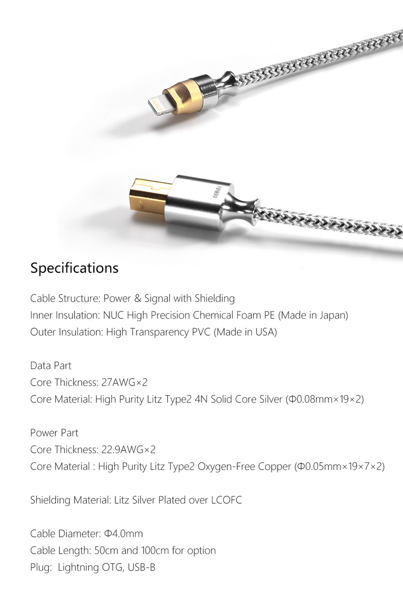 DD TC07BL สายแปลง Lightning เป็น USB TypeB สำหรับเครื่องเสียง