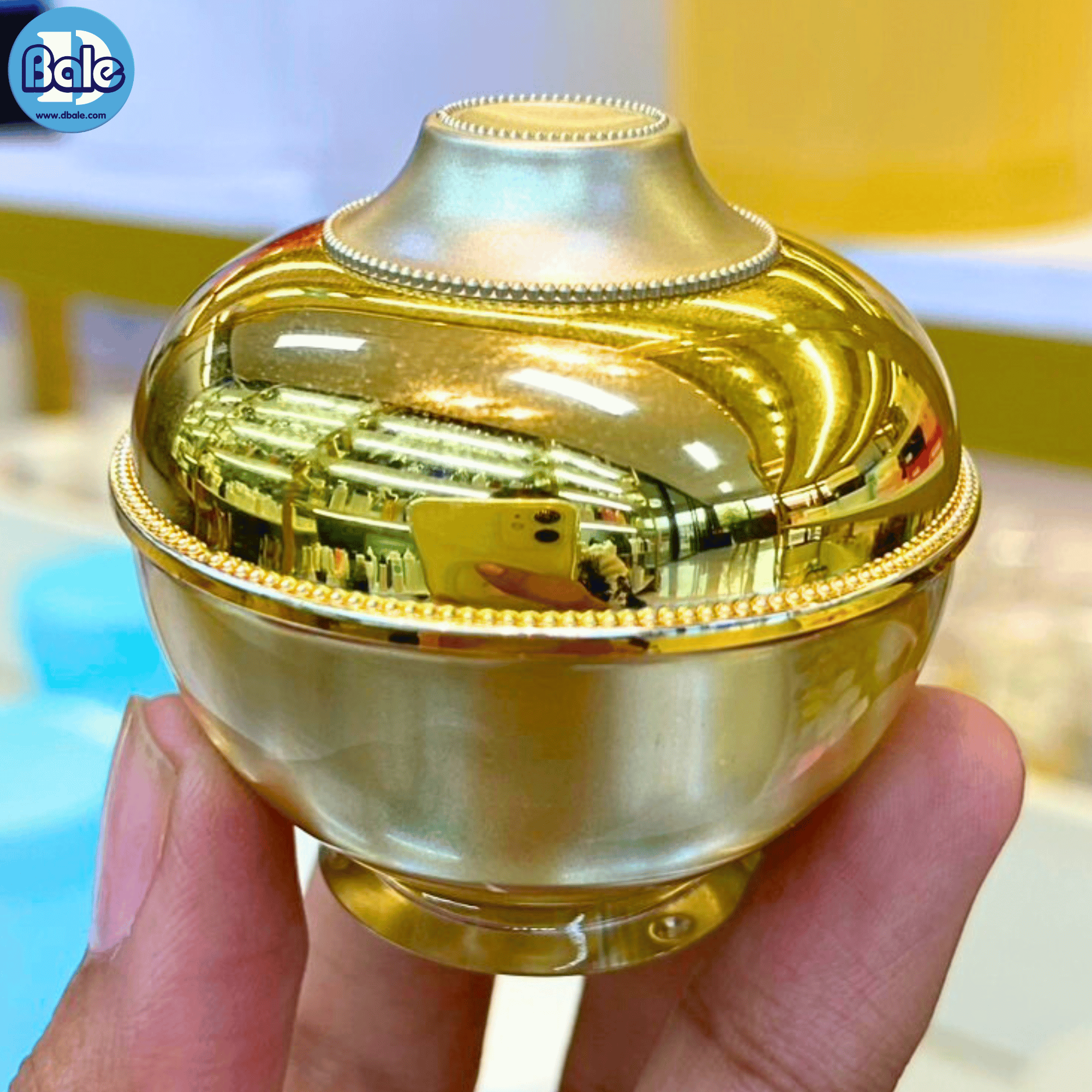 k0220 10g. กระปุกครีมทรงบาตรทองเงา