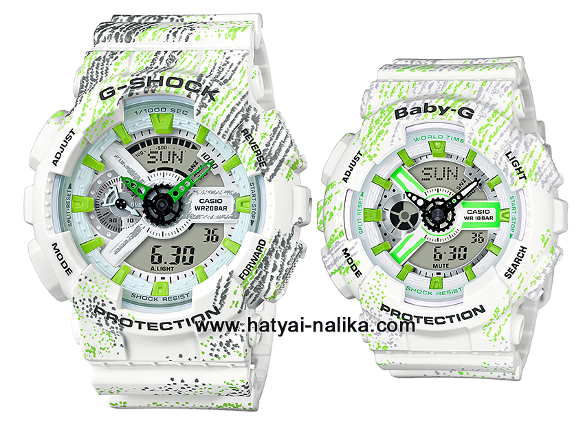 นาฬิกา คาสิโอ Casio G-Shock x Baby-G เซ็ตคู่รัก Textile pattern series รุ่น GA-110TX-7A x BA-110TX-7A Pair set ของแท้ รับประกัน 1 ปี