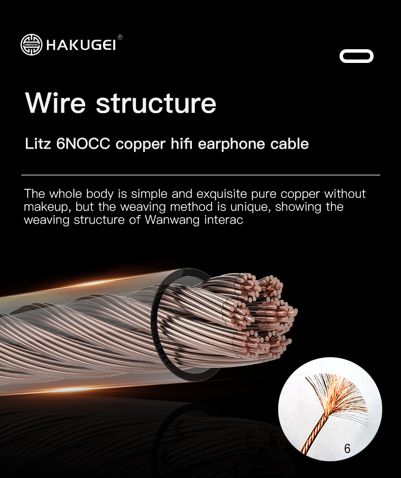 ขาย Hakugei Thor สายอัพเกรดหูฟัง 6N OCC Litz สำหรับหูฟัง
