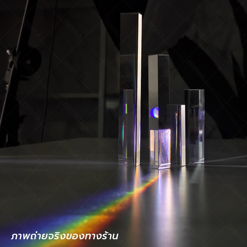 แท่งปริซึมแก้ว ปริซึมสามเหลี่ยม กระจายแสงสีรุ้ง หักเหแสง Triangular Glass Prism มีหลายขนาดให้เลือก