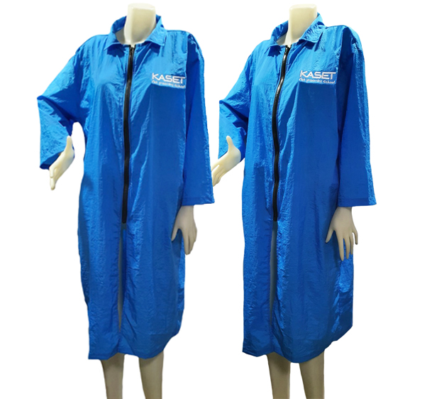 Dogtalog Groomer Apparel เสื้อคลุมผ้าร่ม เสื้อคลุมตัดขน เสื้อคลุมช่าง เสื้อคลุมกันเปื้อน ชุดกันเปื้อน สีฟ้า