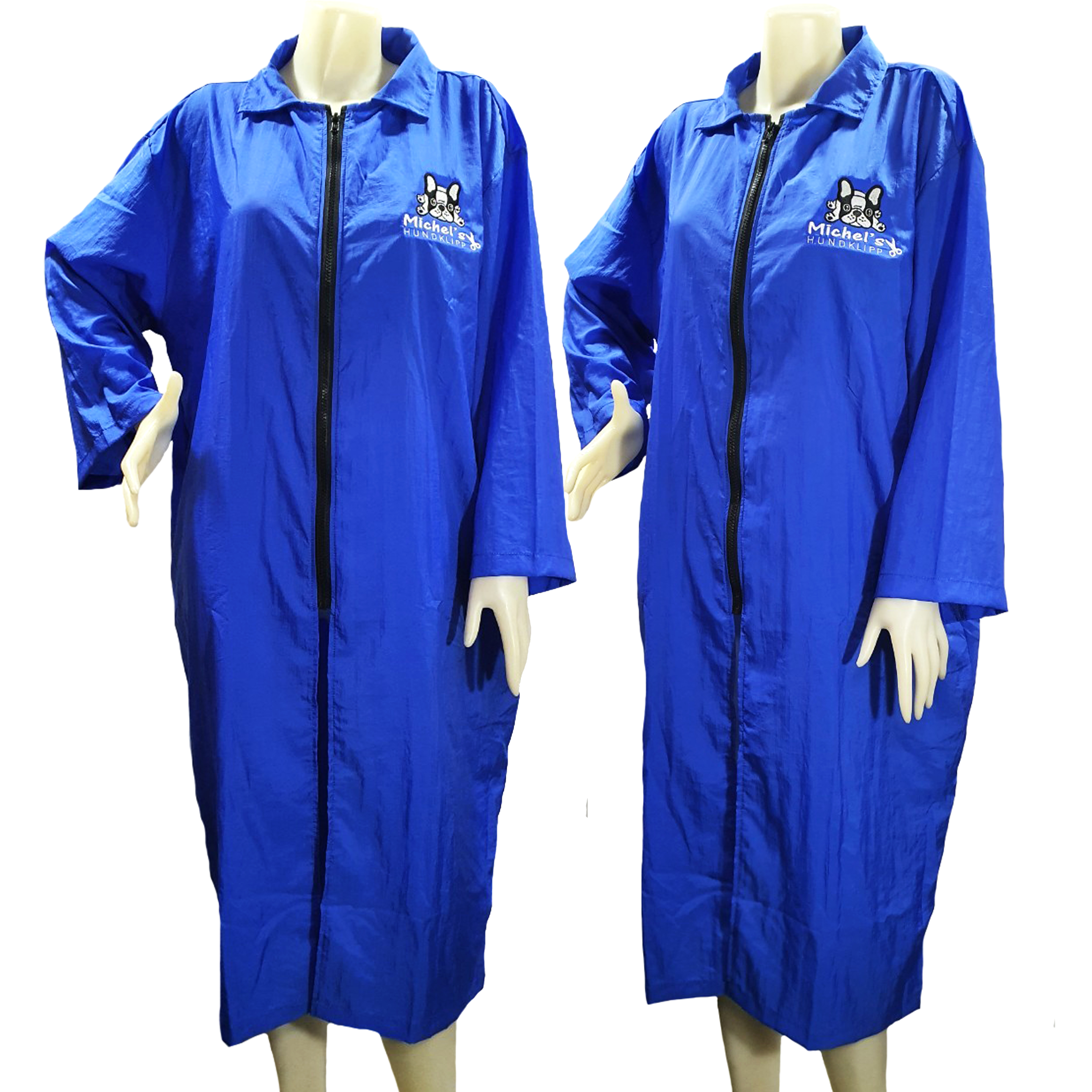 Dogtalog Groomer Apparel เสื้อคลุมผ้าร่ม เสื้อคลุมตัดขน เสื้อคลุมช่าง เสื้อคลุมกันเปื้อน สีน้ำเงิน