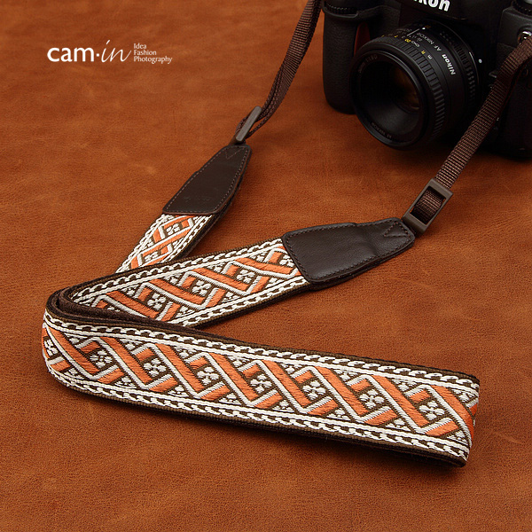 สายคล้องกล้องลายถักทอง cam-in Weaving Brown