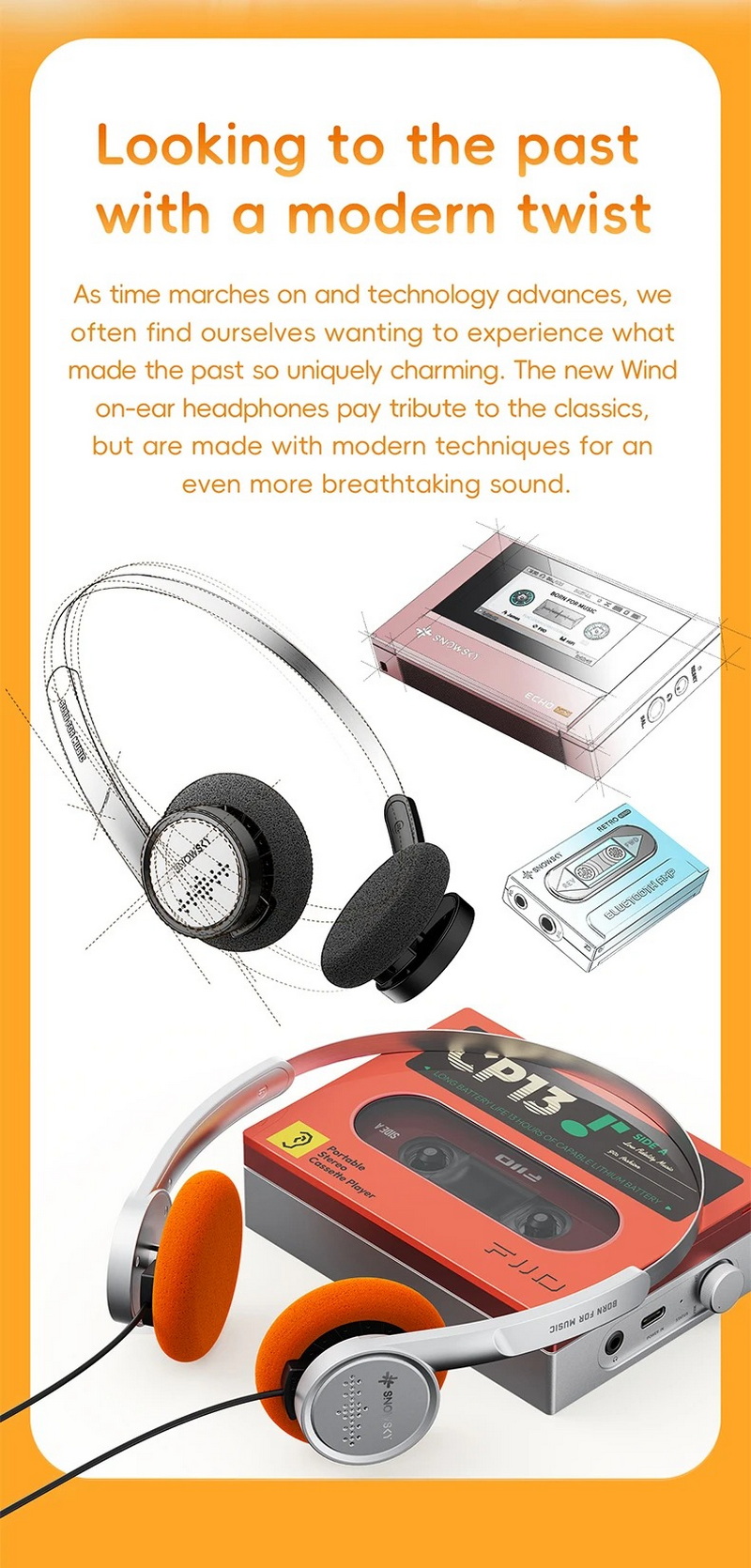 Snowsky Wind หูฟังครอบหูขนาดเล็ก สไตล์ย้อนยุค ไดรเวอร์ไดนามิก สวมใส่สบาย ประกันศูนย์ไทย