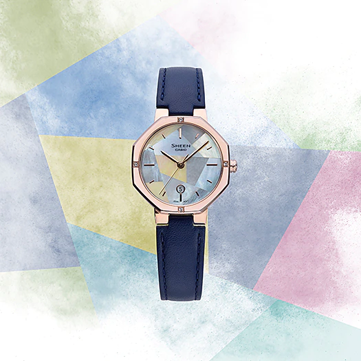 นาฬิกา คาสิโอ Casio SHEEN SAPPHIRE CRYSTAL คริสตัลแซฟไฟร์ SHE-4543 series รุ่น SHE-4543CGL-2A ของแท้ รับประกัน1ปี