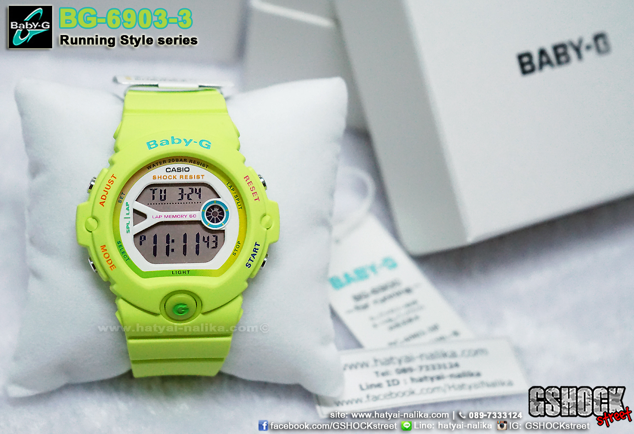 นาฬิกา คาสิโอ Casio Baby-G for Runner Vivid PopColor series รุ่น BG-6903-3 สีเขียวมะนาว ใหม่ล่าสุด!!