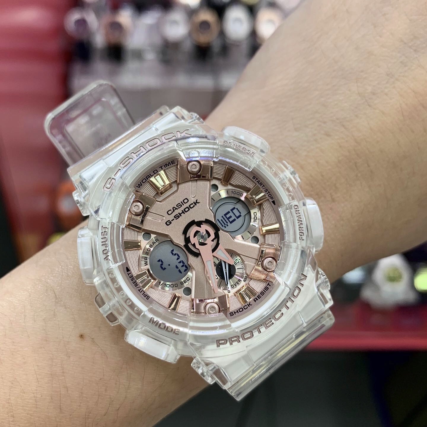 นาฬิกา Casio G-Shock มินิ S-Series Special Color GMA-S120SR Skeleton Rose Gold series รุ่น GMA-S120SR-7A ของแท้ รับประกัน1ปี