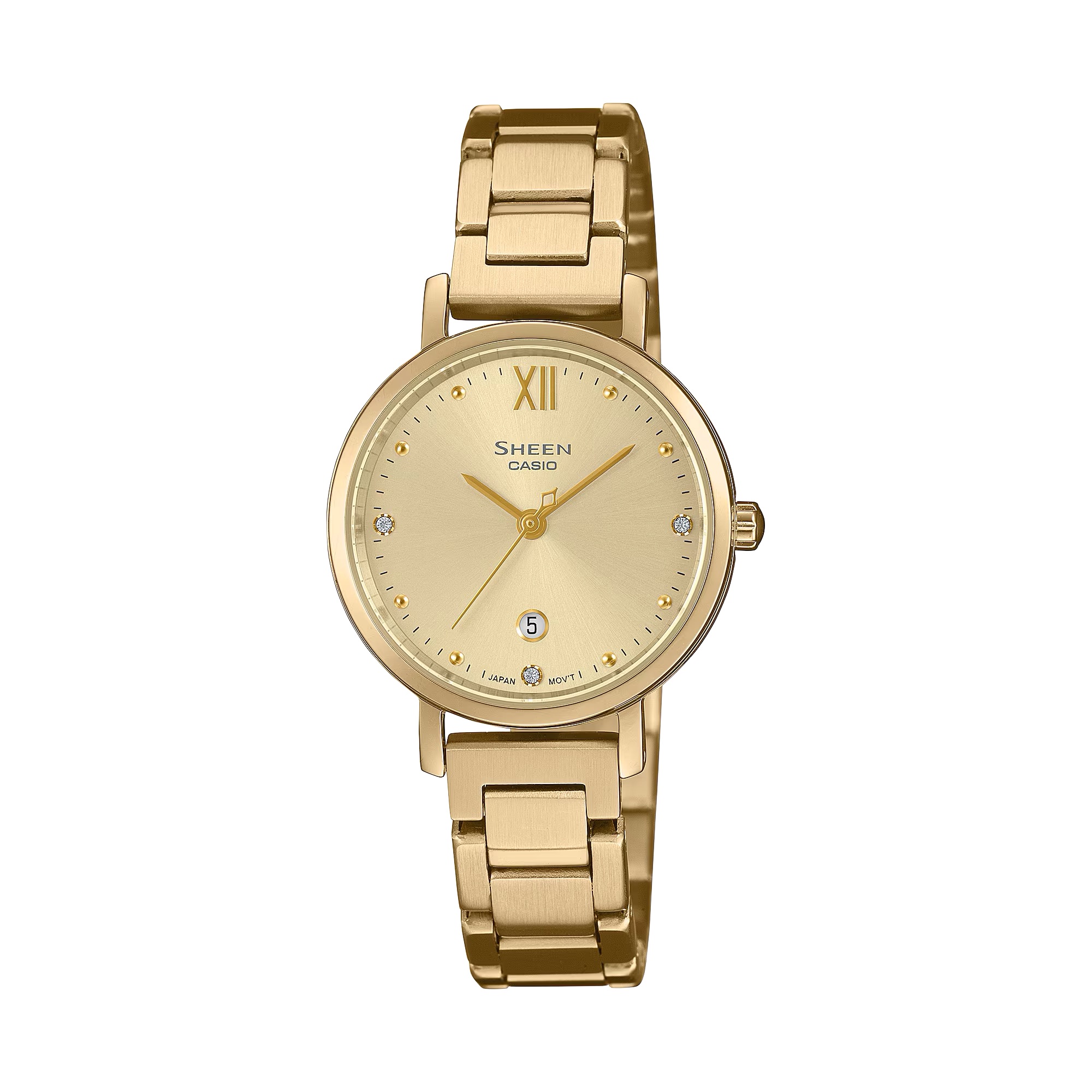 นาฬิกา คาสิโอ Casio SHEEN SAPPHIRE CRYSTAL คริสตัลแซฟไฟร์ SHE-4540 series รุ่น SHE-4540G-9A ของแท้ รับประกัน1ปี