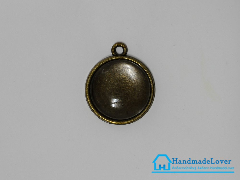 จี้โลหะ สีทองรมดำ กรอบรูป วงกลม