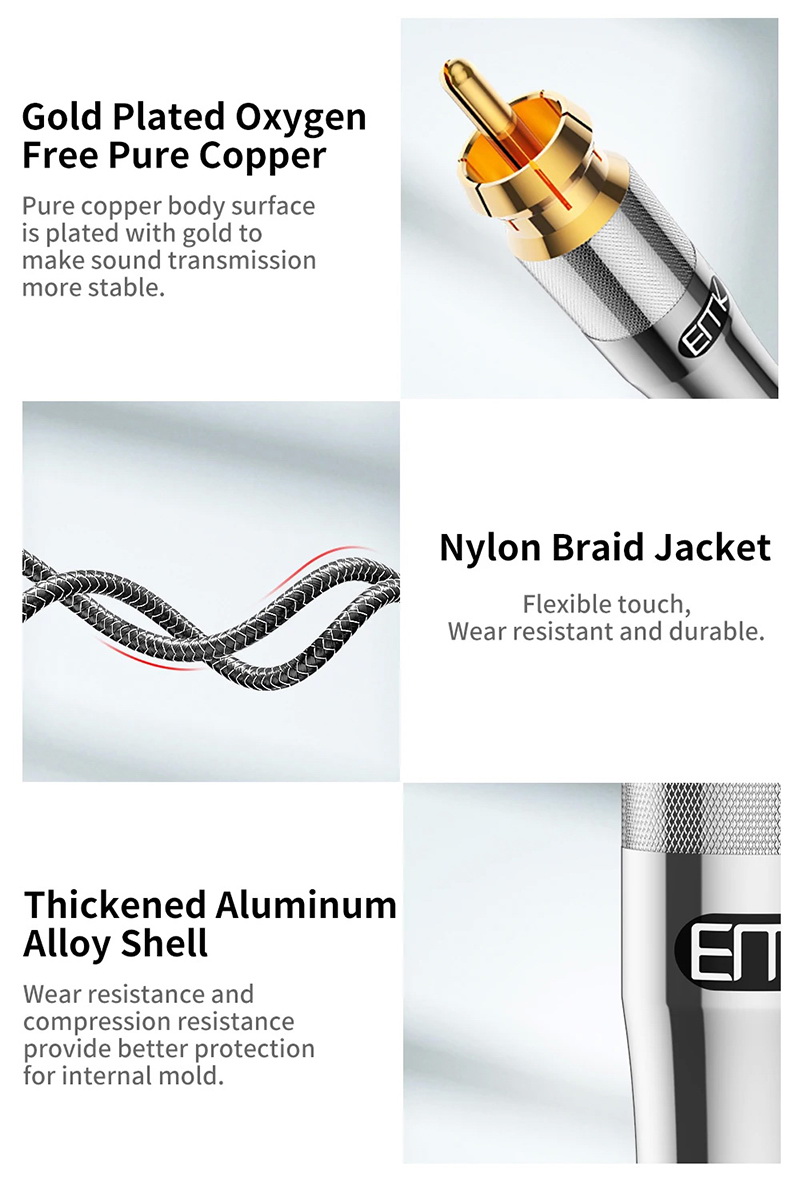 ERTK SilverCoaxial สายสัญญาณ SPDIF , RCA สำหรับ ลำโพง แอมป์ DVD CD เครื่องเสียง คุณภาพสูง