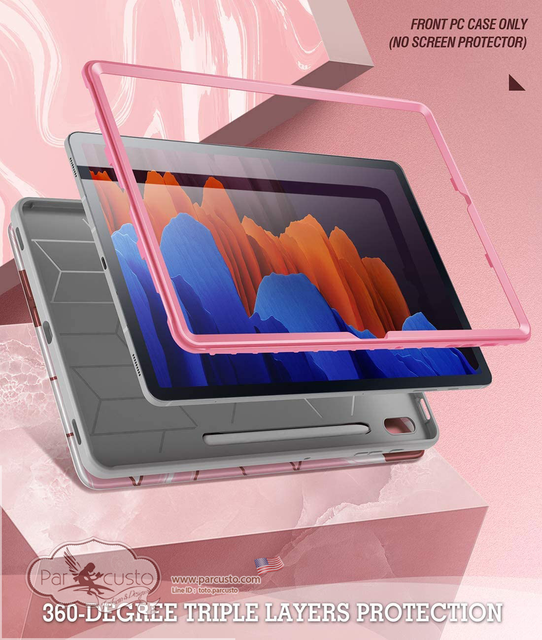 เคส Samsung Galaxy Tab S7 Plus 12.4 inch 2020 [Popshine Marble Series] จาก Poetic [Pre-order USA]